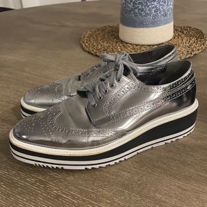 Prada Silver Oxford Brogue Shoes!!